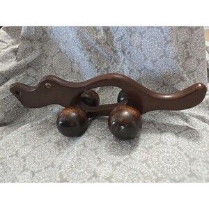 13" Wooden Alligator Crocodile Back Massager Handheld Roller Tool Therapy Toy